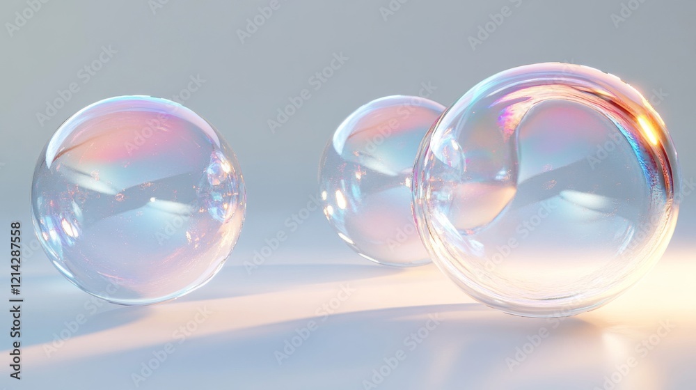 Iridescent Glass Bubbles with Pastel Reflections Iridescent Glass Bubbles with Pastel Reflections