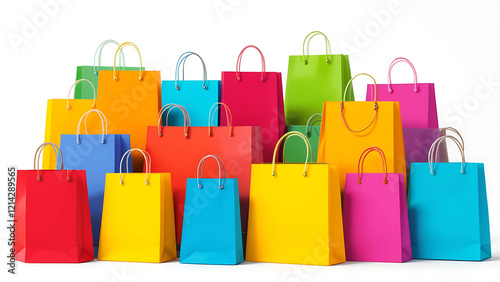 Vibrant Collection of Shopping Bags in a Colorful Piled Arrangement photo