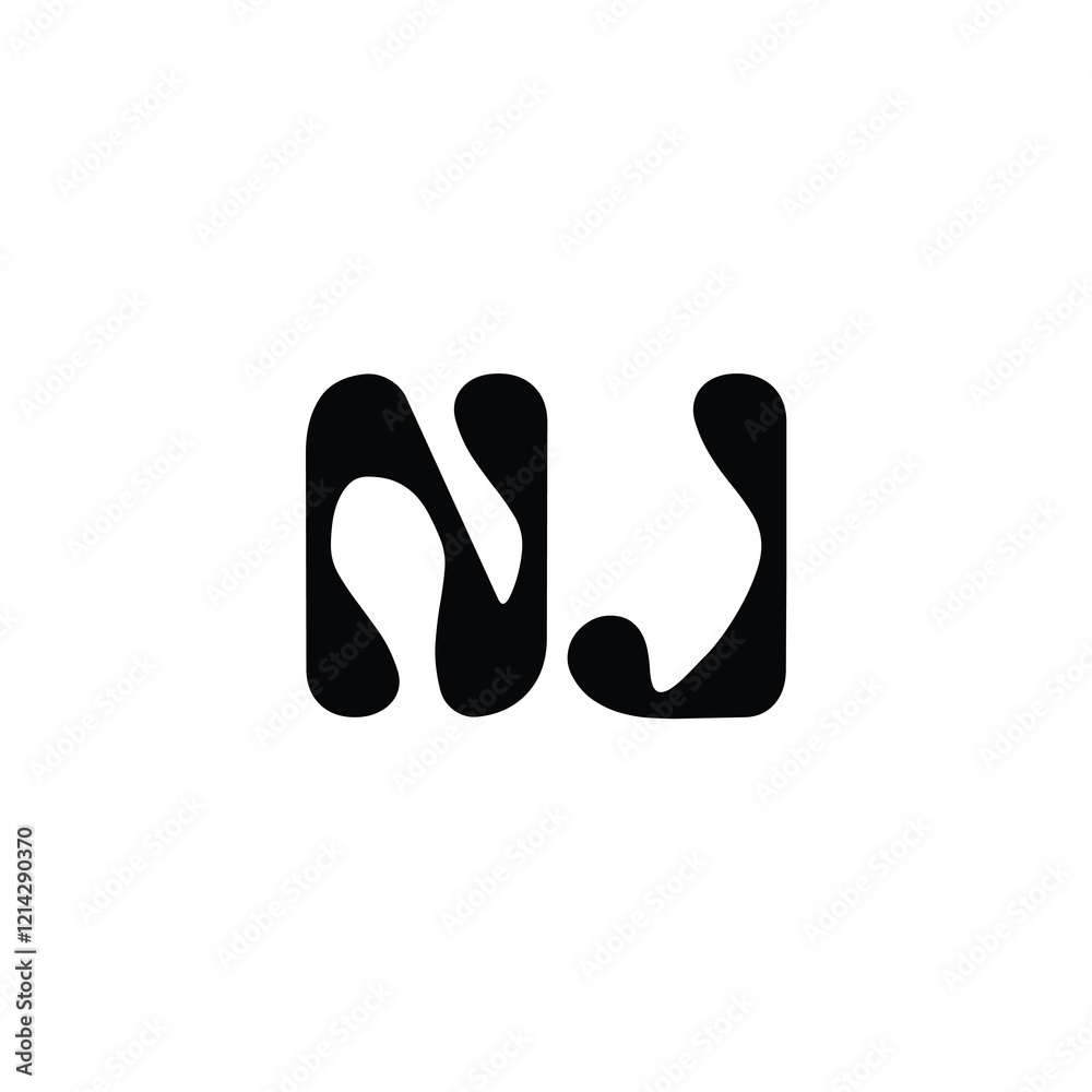 NJ monogram logo design letter text name symbol monochrome logotype alphabet character simple logo