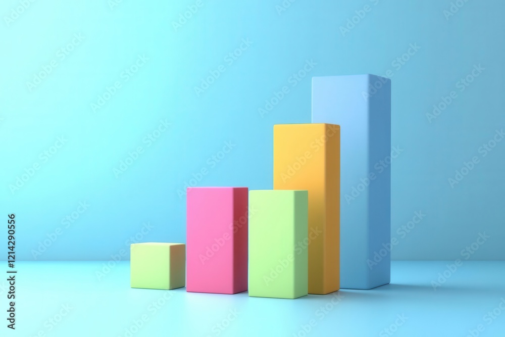 minimalist infographic with clean geometric shapes displaying data through colorful 3d bar charts, subtle gradient background and modern typography minimalist infographic with clean geometric shapes displaying data through colorful 3d bar charts, subtle gradient background and modern typography