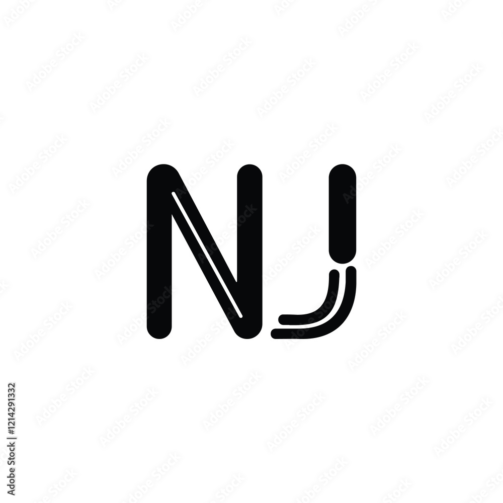 NJ monogram logo design letter text name symbol monochrome logotype alphabet character simple logo NJ monogram logo design letter text name symbol monochrome logotype alphabet character simple logo