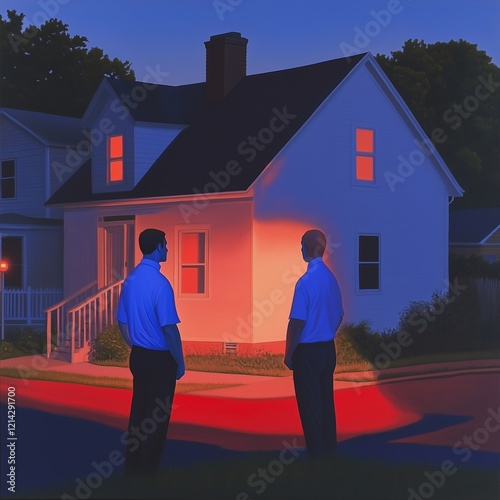 couple in front of house, generated ai
