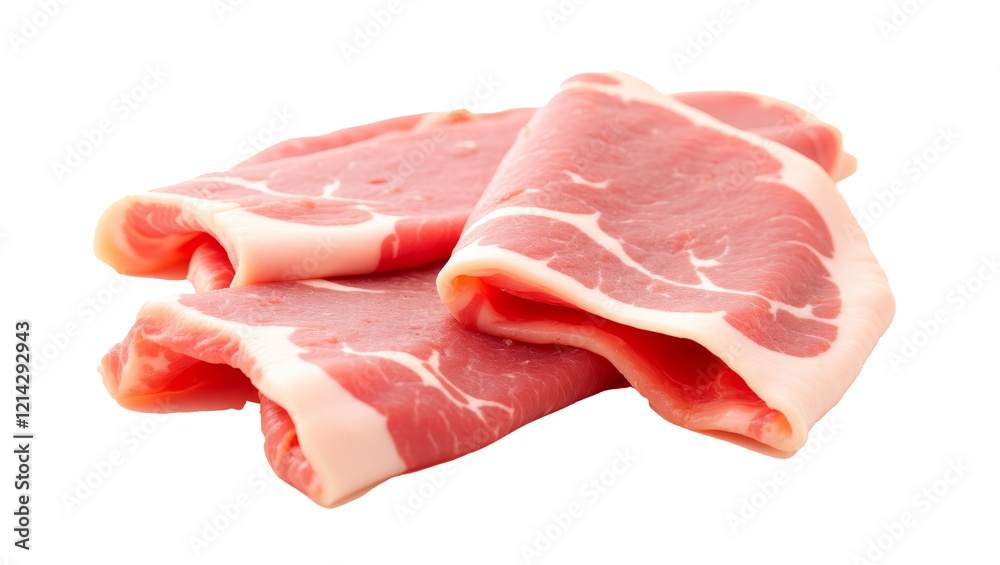 Thinly sliced pork isolated on transparent or white background. Thinly sliced pork isolated on transparent or white background.