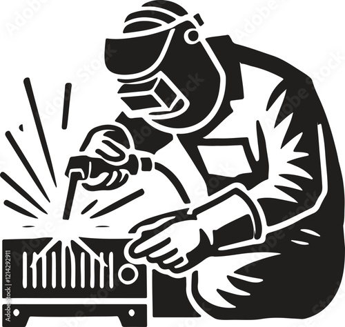 welder welding icon silhouette design vector art illustration