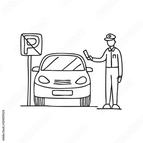 A parking officer issuing a ticket to a car parked illegally