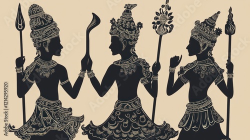 Three Cambodian Shadow Puppets: A Traditional Art Form