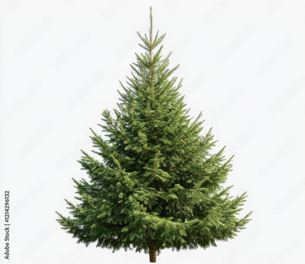Fototapeta premium Evergreen tree standing tall in a bright outdoor setting with clear blue sky and natural surroundings for a peaceful atmosphere