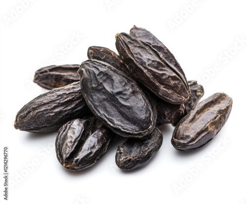 Wallpaper Mural Dark seeds scattered on a white surface showcasing unique textures and shapes from diverse regions Torontodigital.ca