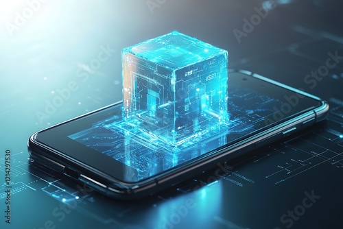 Wallpaper Mural Futuristic Smartphone Displaying Holographic Circuitry Torontodigital.ca