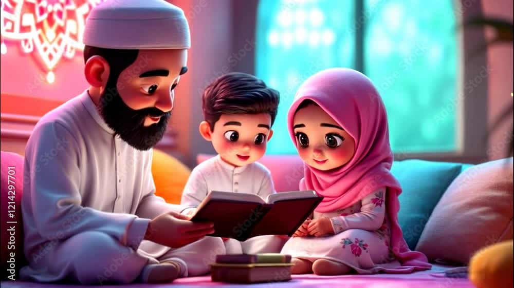 family is studying together in ramadhan