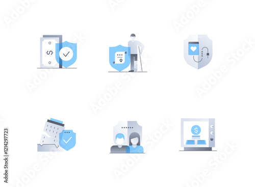 Insurance and protection - flat design style icons set