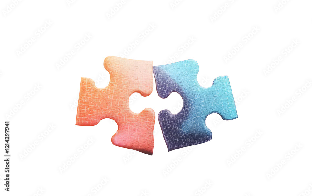 Fototapeta premium Jigsaw puzzle connecting, cooperation and teamwork , partnership and brainstorming, 3d rendering.