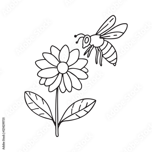 A bee landing on a flower, interacting with its petals for nectar