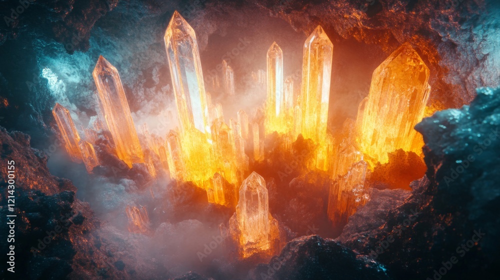 Fototapeta premium Glowing Crystals in a Mystical Cave