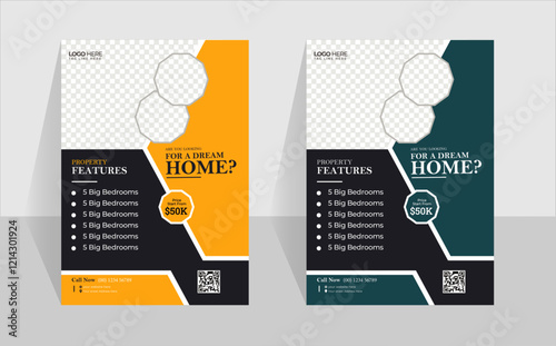 Modern  clean clear home flyer template or home best flyer design organic shape simple flyer