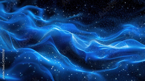 Neon blue particles swirling in a dynamic motion