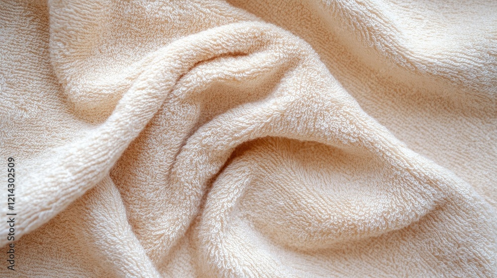 Abstract background of beige cotton towel texture with visible fibers and a soft, cozy appearance, no objects Abstract background of beige cotton towel texture with visible fibers and a soft, cozy appearance, no objects