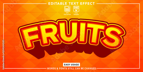 Editable text effect fruits styles