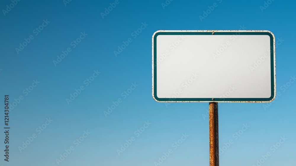 Blank Road Sign Against Clear Blue Sky Blank Road Sign Against Clear Blue Sky