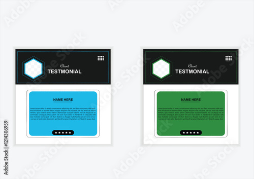 Modern, clean and creative client testimonial .Customer service feedback review social media post or web banner with color variation template.