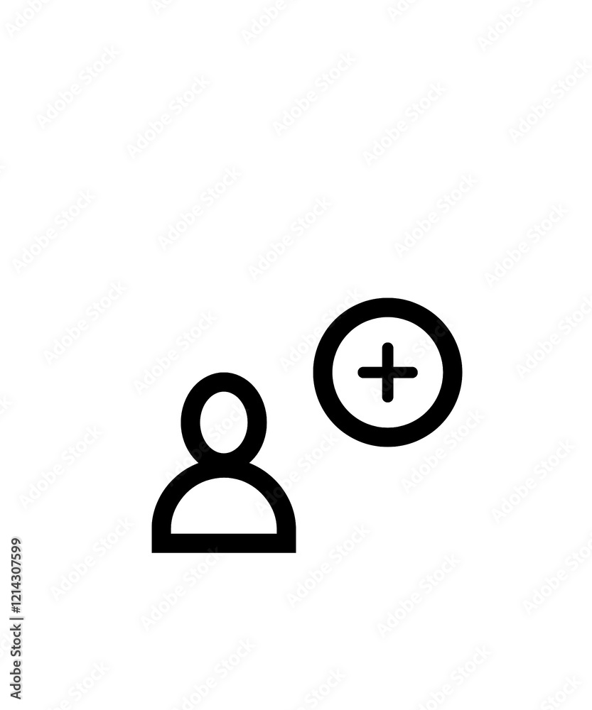Illustration of Free Add user in black on a white background Illustration of Free Add user in black on a white background