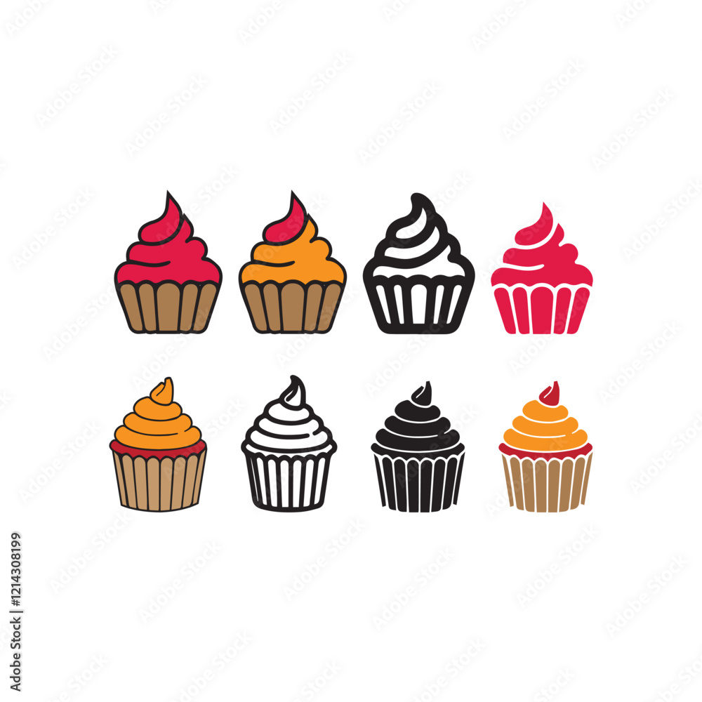 illustration of a cupcake ,set of cupcakes illustration of a cupcake ,set of cupcakes