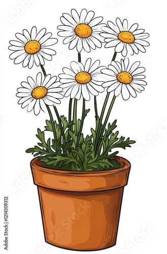 Wallpaper Mural Daisies in a terracotta pot a delightful floral arrangement Torontodigital.ca