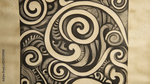 Intricate Maori Inspired Swirl Pattern Artwork photo