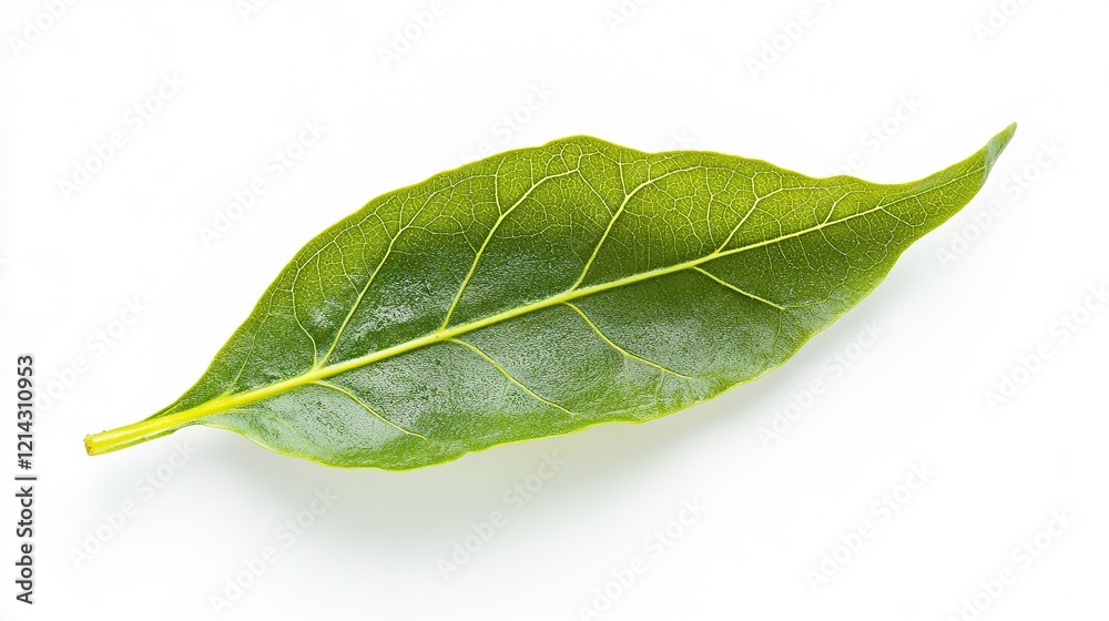 Obraz premium Single green leaf isolated on white background.