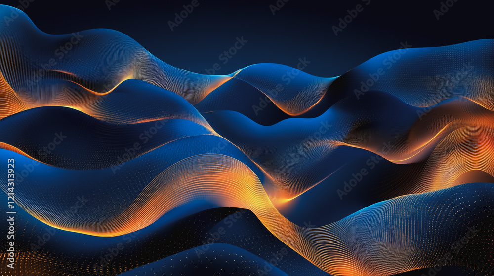 Abstract digital background electromagnetic wave background Innovation digital wave, information technology background and green luxury background with golden line decoration and curve light effect Abstract digital background electromagnetic wave background Innovation digital wave, information technology background and green luxury background with golden line decoration and curve light effect