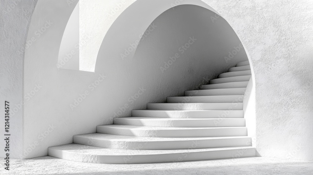 Fototapeta premium White stone stairs ascending through arched passageway