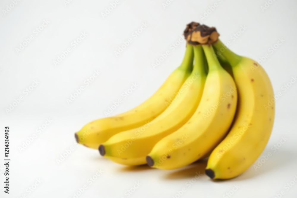 Several bananas in a cluster, clean white backdrop , background, yellow fruit Several bananas in a cluster, clean white backdrop , background, yellow fruit