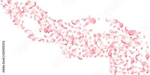 Flying tree blossom petals falling vector abstract background