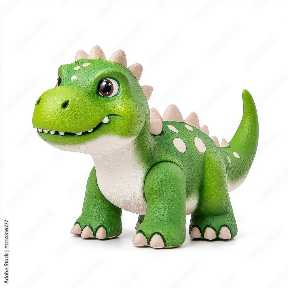 A photostock of a realistic dinosaur figurine in green tones with detailed textures, placed on a white background, ideal for toy or educational concepts. High Quality A photostock of a realistic dinosaur figurine in green tones with detailed textures, placed on a white background, ideal for toy or educational concepts. High Quality