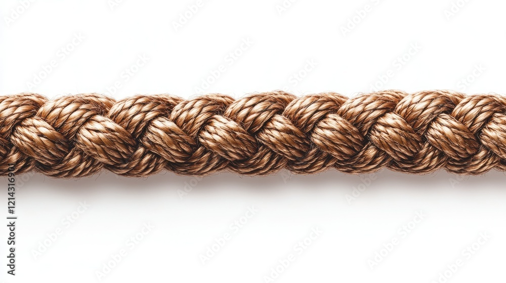 Naklejka premium Durable rope segment with tightly woven fibers, isolated on a clean white background