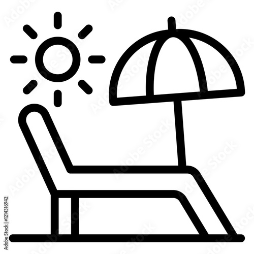 Sun Bed Vector Design Icon Style