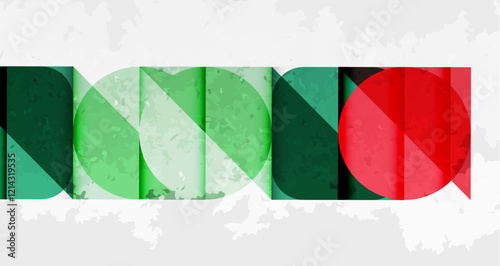Squares, circles and triangles and grainy noisy texture. Vector Illustration For Wallpaper, Banner, Background, Card, Book Illustration, landing page
