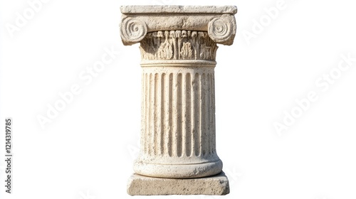 Isolated Greek column in Doric style with a simple, elegant design on a pure white background photo