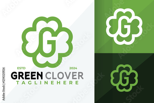 Letter G Green Clover Logo Icon Vector Design Illustration