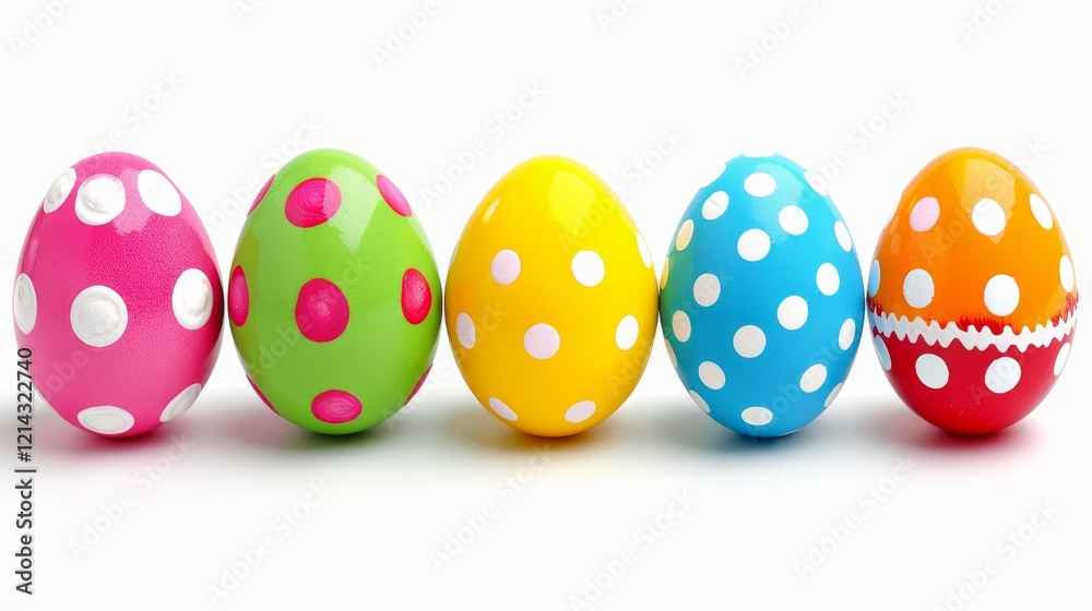 Fototapeta premium Vibrant collection of colorful easter eggs set against a clean, isolated background