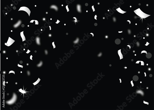 White confetti on black background shinny elegant