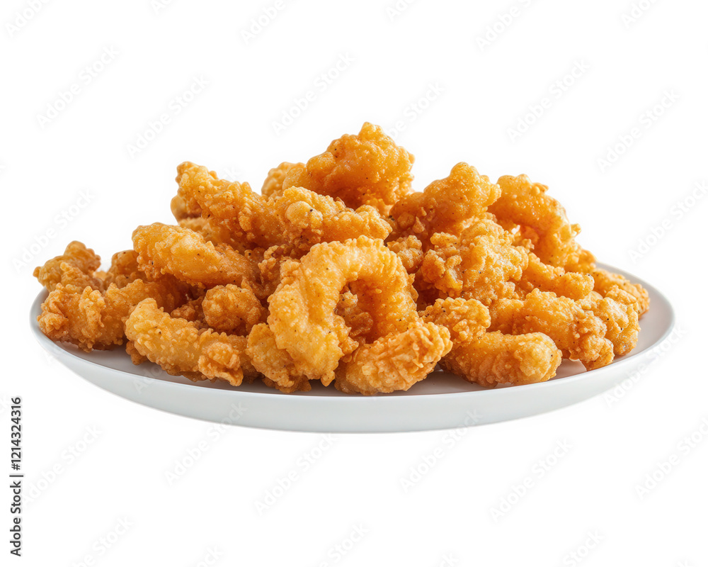 Crispy fried calamari served on white plate, showcasing delicious seafood dish. Perfect for sharing or enjoying as snack, this dish is sure to please seafood lovers Crispy fried calamari served on white plate, showcasing delicious seafood dish. Perfect for sharing or enjoying as snack, this dish is sure to please seafood lovers