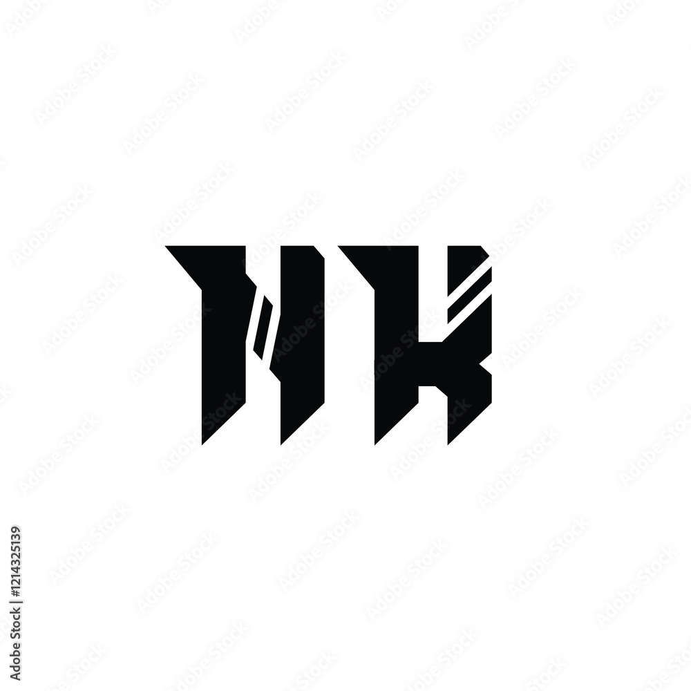 Fototapeta premium NK monogram logo design letter text name symbol monochrome logotype alphabet character simple logo