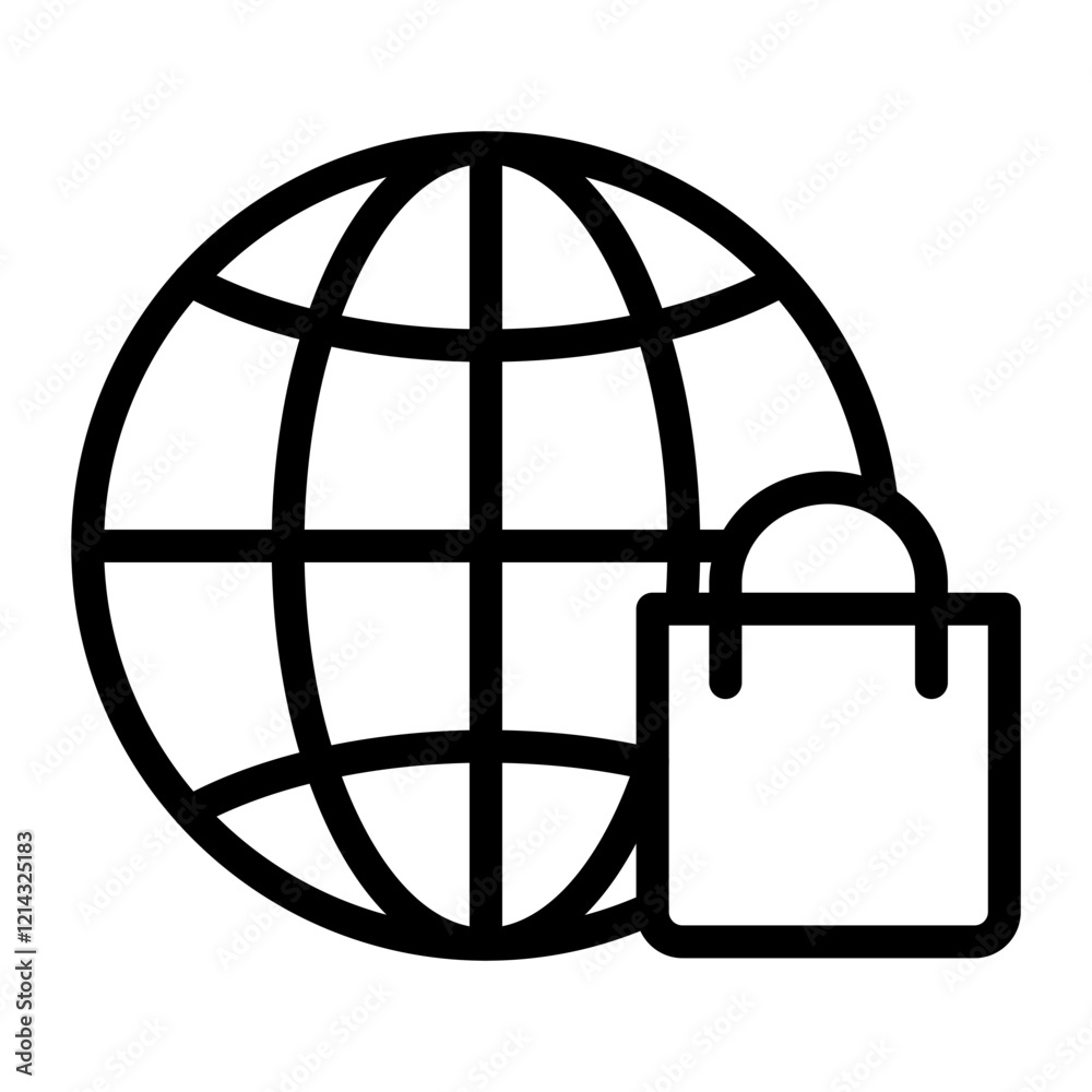 Worldwide Shopping Vector Design Icon Style Worldwide Shopping Vector Design Icon Style