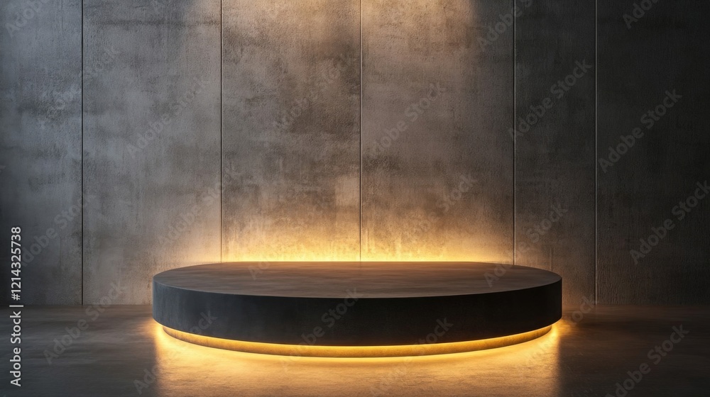 Dark Concrete Platform with Warm Ambient Glow Dark Concrete Platform with Warm Ambient Glow