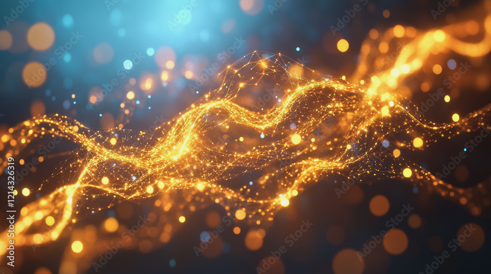 Abstract digital background electromagnetic wave background Innovation digital wave, information technology background and green luxury background with golden line decoration and curve light effect Abstract digital background electromagnetic wave background Innovation digital wave, information technology background and green luxury background with golden line decoration and curve light effect