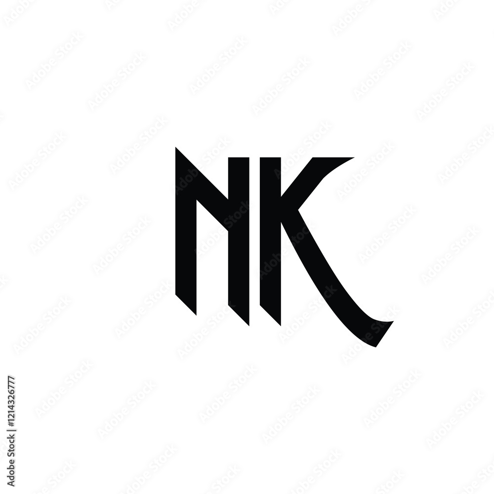 Obraz premium NK monogram logo design letter text name symbol monochrome logotype alphabet character simple logo