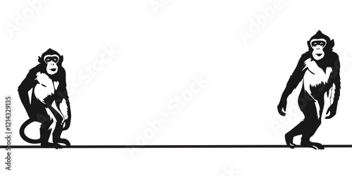 Monkey Silhouette Line Art Illustration with Minimalist Design"