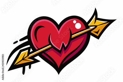 Creative heart with arrow in graffiti style design