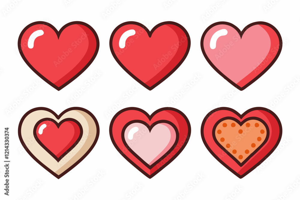Colorful heart icons on a white background Colorful heart icons on a white background